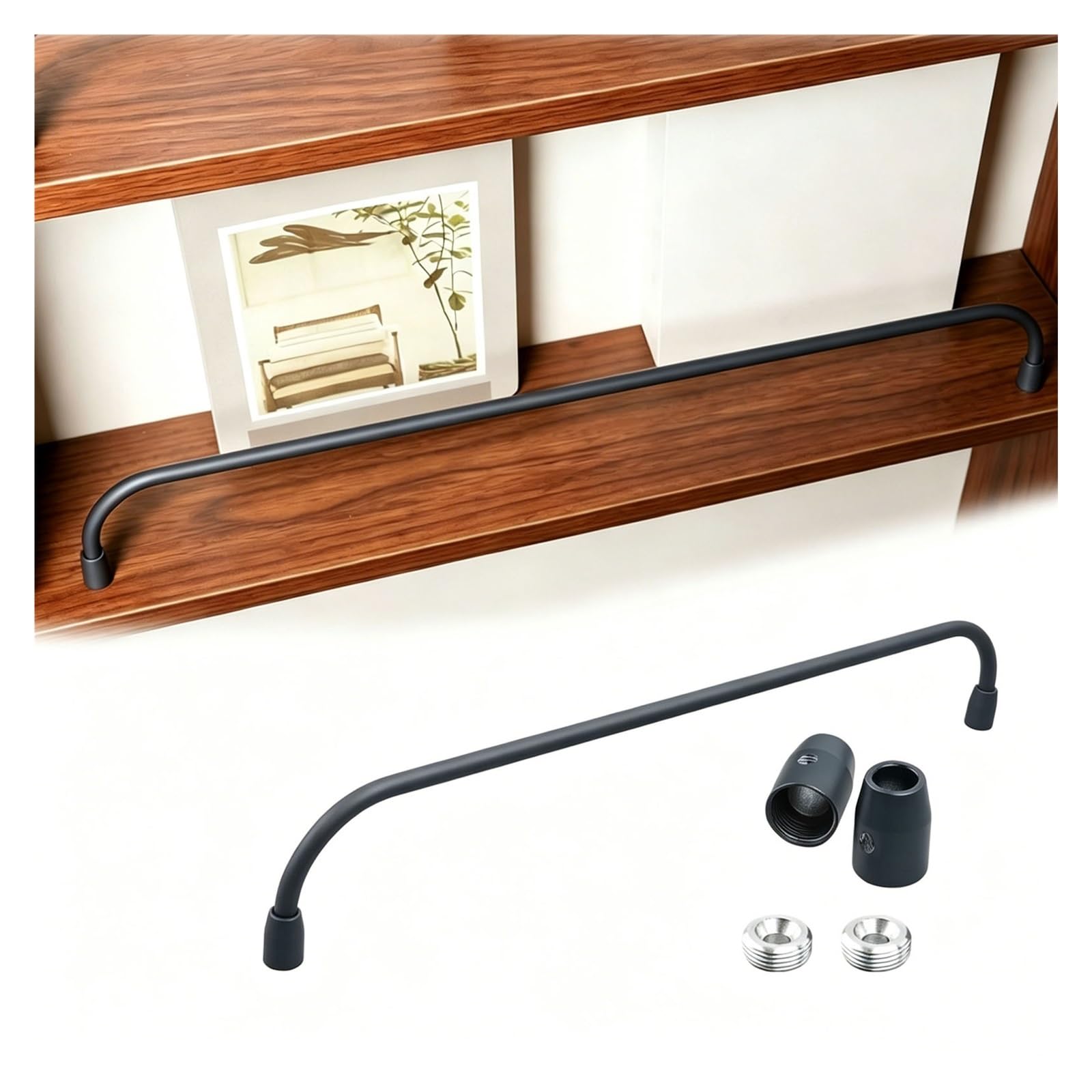 Lxlzyxsf Gray Metal Magazine Fence Display Rack, Customizable Shelf Plate Rail, Anti-Fall Cabinet Guardrail Bars For Shoe Rack/Bookcase/Closet(,34In/86Cm)