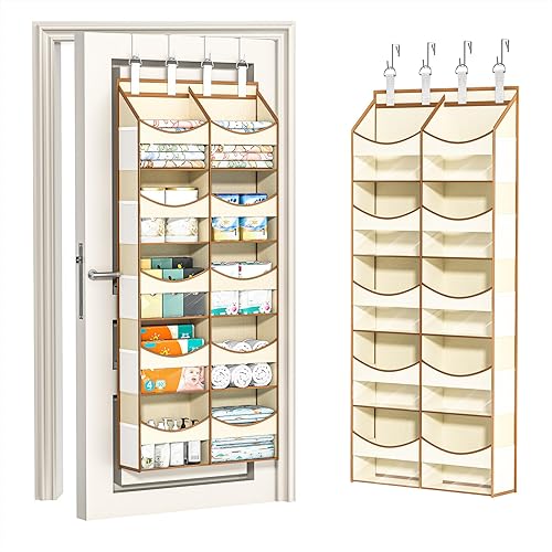 Miniatura 7 de Aokeyee Organizador de almacenamiento sobre la puerta, 5 niveles detrás de la puerta con 10 compartimentos y 10 bolsillos de malla, organizador