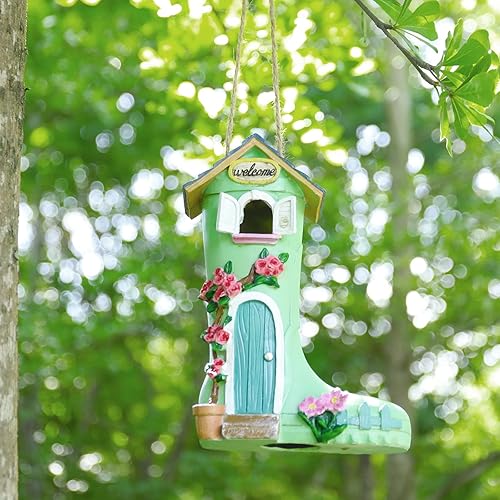 Miniatura 5 de Yinns Casa de pájaros, casa colgante para pájaros salvajes para exteriores, botas de lluvia decorativas, casa de pájaros para decoración del jardín