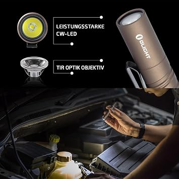 OLIGHT I3T EOS 180 Lumen Mini Taschenlampe mit 2 Helligkeitsstufen batteriebetrieben Handlampe 16h Laufzeit IPX8 Wasserdicht Camping Wandern Aluminium Gehäuse (Desert Tan)