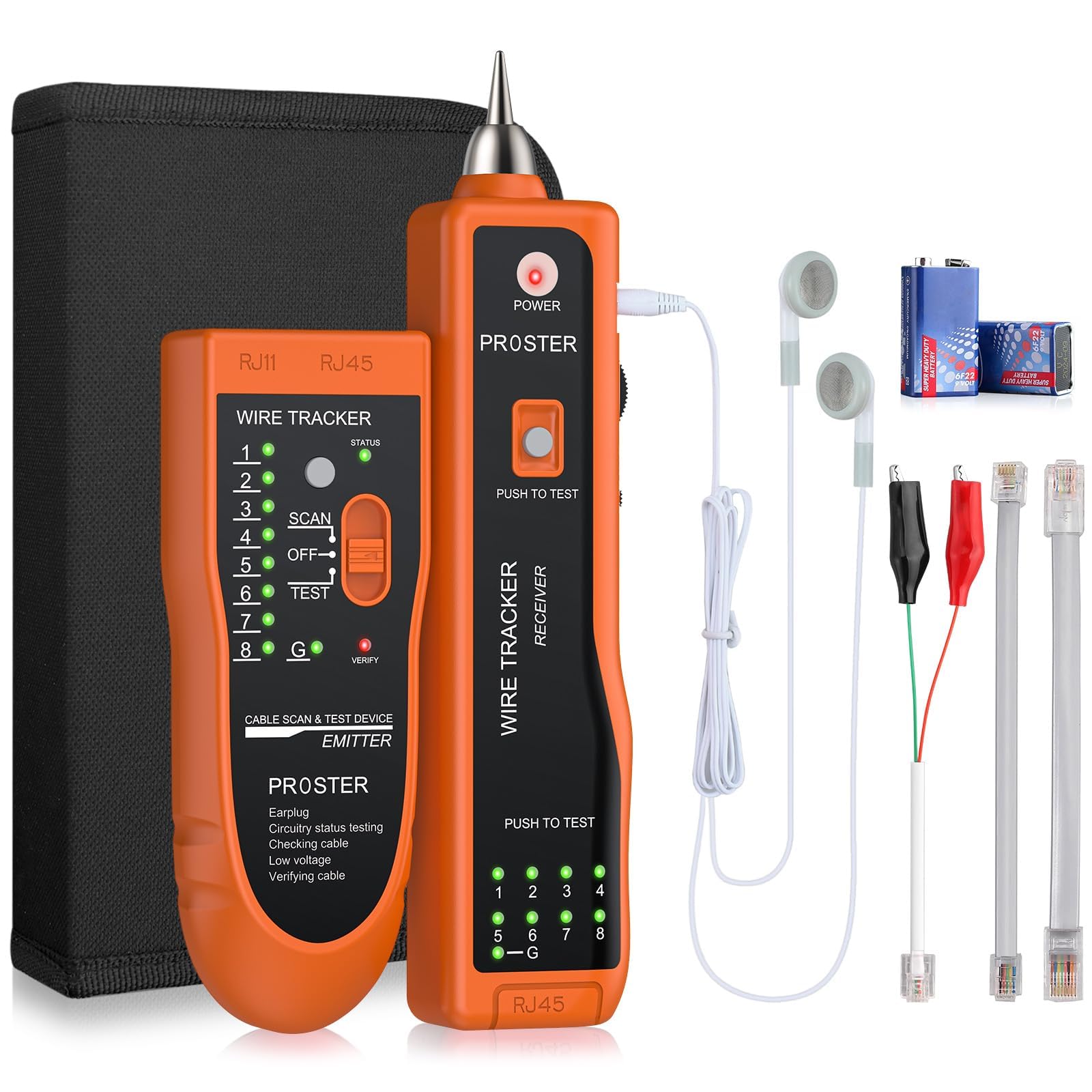 XQ 350 tester sieciowy, przenośny tracker kabli ze słuchawkami, tester kabli telefonicznych o wysokiej czułości, tracker przewodów do sieci LAN BNC RJ45 RJ11
