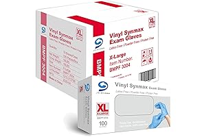 Best Value: Basic Medical Synmax Vinyl Exam Gloves – X-Large Size – Latex-Free and Powder-Free