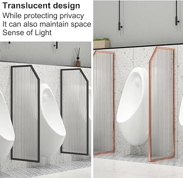 Toilet partition baffle, Changhong glass urinal partition, with stainless steel bracket, wall-mounted, space-saving, 160cm high, suitable for any decoration style or place (1 piece)(Black,120cm/47.2in