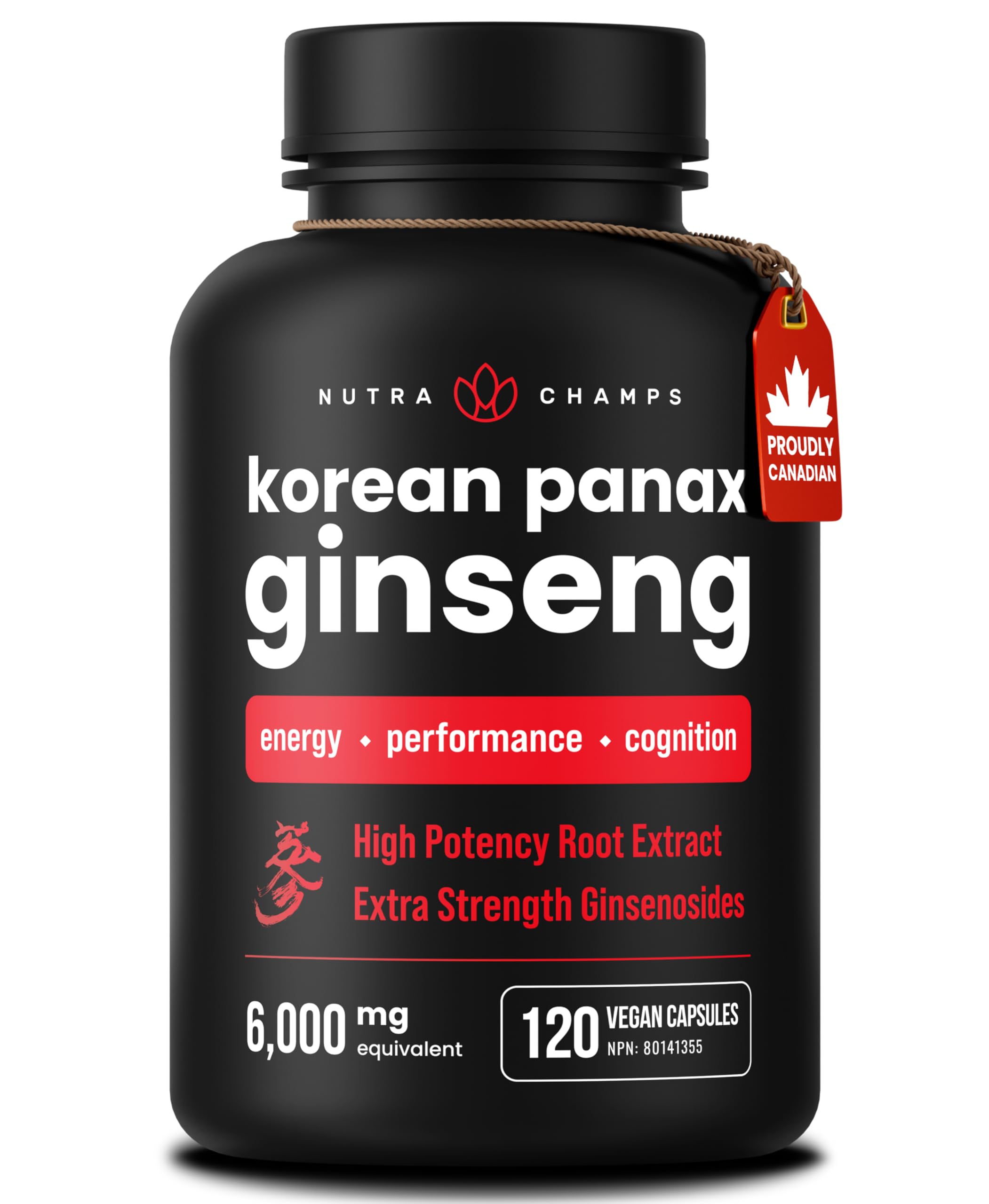 Korean Red Panax Ginseng 5325mg Per Serving | 10:1 Ginseng Root Extract with 5% Ginsenosides for Energy, Focus & Performance | Ginseng Supplement with Korean Panax Ginseng Capsules | Vegan & Non-GMO | 120 Capsules