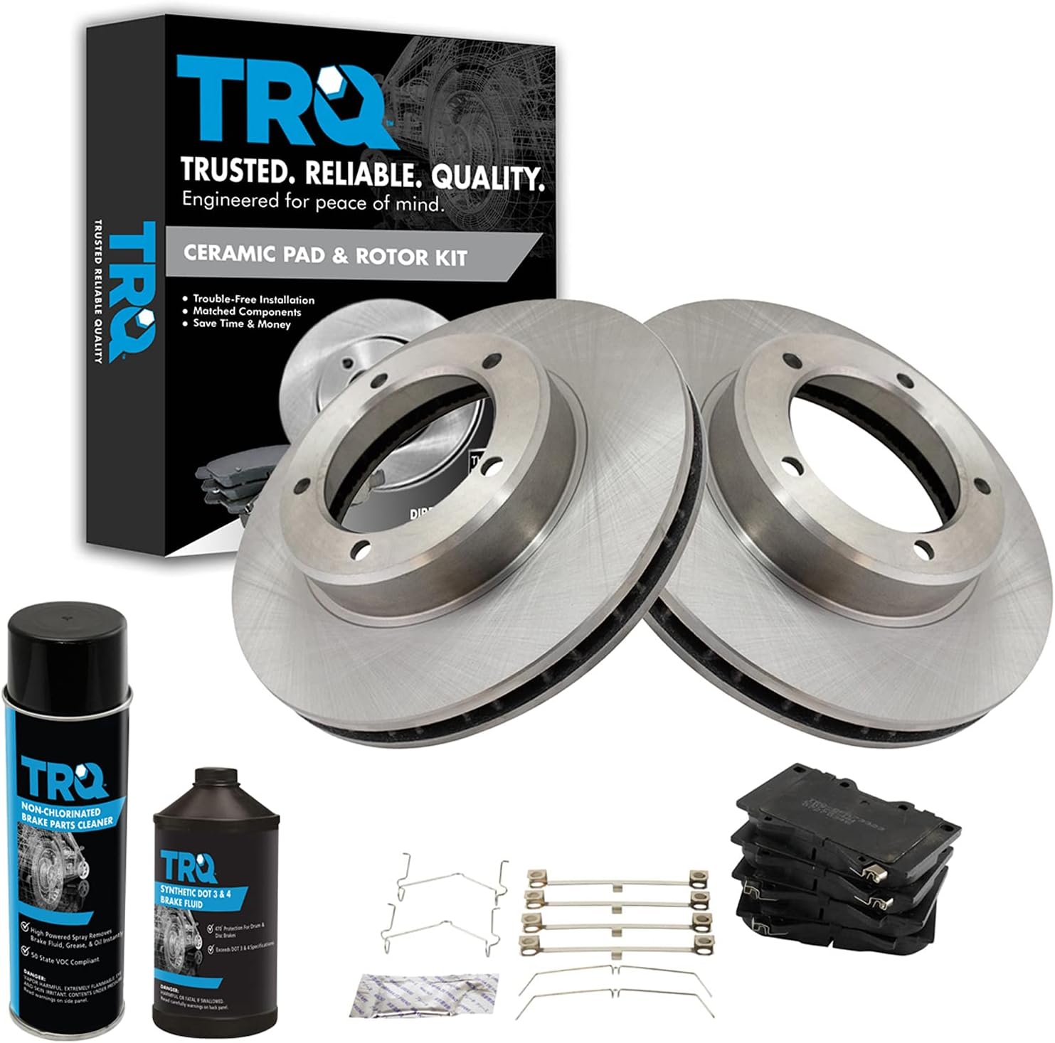 TRQ Front Brake Pad & Rotor Kit Brake Chemical Kit Brake Pads Brake Rotor Ceramic Compatible with 1998-2007 Lexus LX470 Toyota Land Cruiser