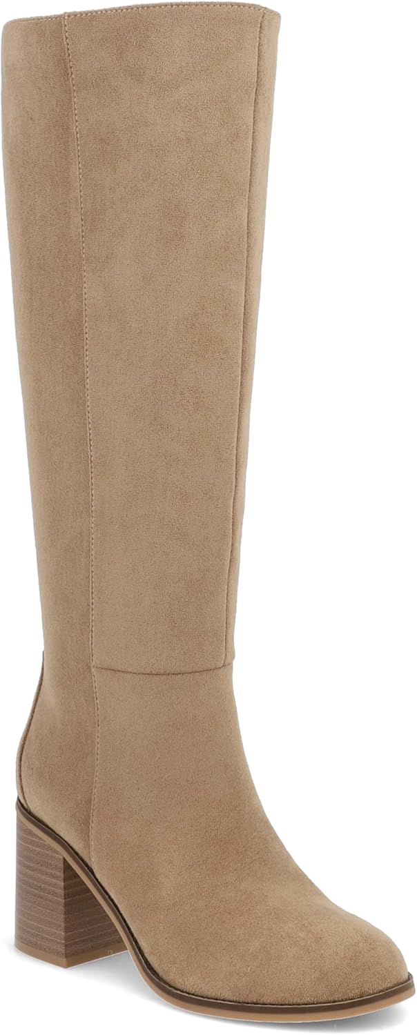 MIA Shoes Sabrena Women's Tall High Boots, 3-inch Heel, Vegan Suede