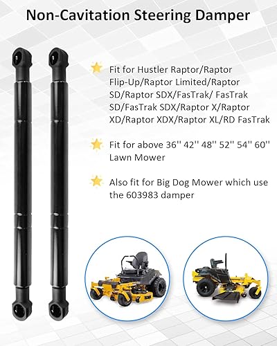 Miniatura 2 de Paquete de 2 amortiguadores de dirección para Hustler Raptor SD SDX XD XDX Flip-Up Limited FasTrak Big Dog y más modelos de cortacésped para