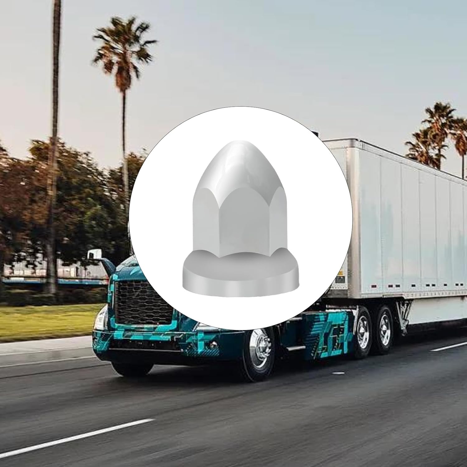 VIKKSAER 60 PCs 33mm Lug Nut Covers with Flange, Push-On Chrome Lug Nut Covers, Height: 2.5" Semi Lug Nut Covers, Lug Nut Covers for Semi Trucks