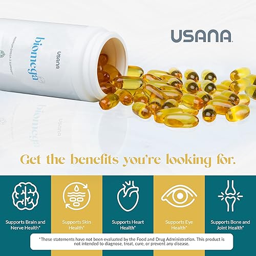 Miniatura 4 de USANA Suplemento de aceite de pescado BiOmega 3 con ácidos grasos Omega 3 para apoyar la salud del corazón, el cerebro, los ojos, la piel y las