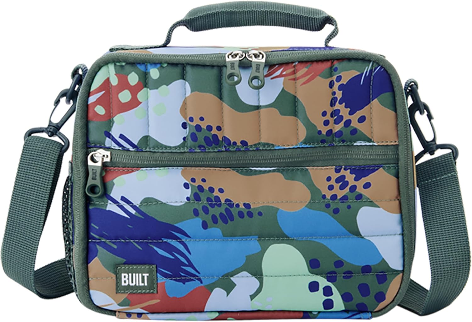 Built Puffer Water-resistant Polyester Lunch Box, Lightweight Insulated and Reusable with Detachable Adjustable Strap, Abstract Forest