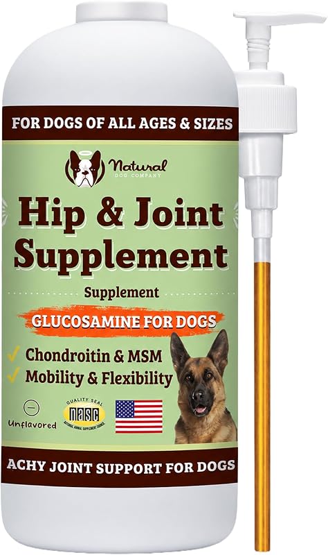 Natural Dog Company Liquid Glucosamine Hip & Joint Oil for Dogs, 16 oz, Extra Strength Cartilage & Joint Support, Helps Mobility and Eases Occasional Stiffness, Dog Vitamins & Supplements