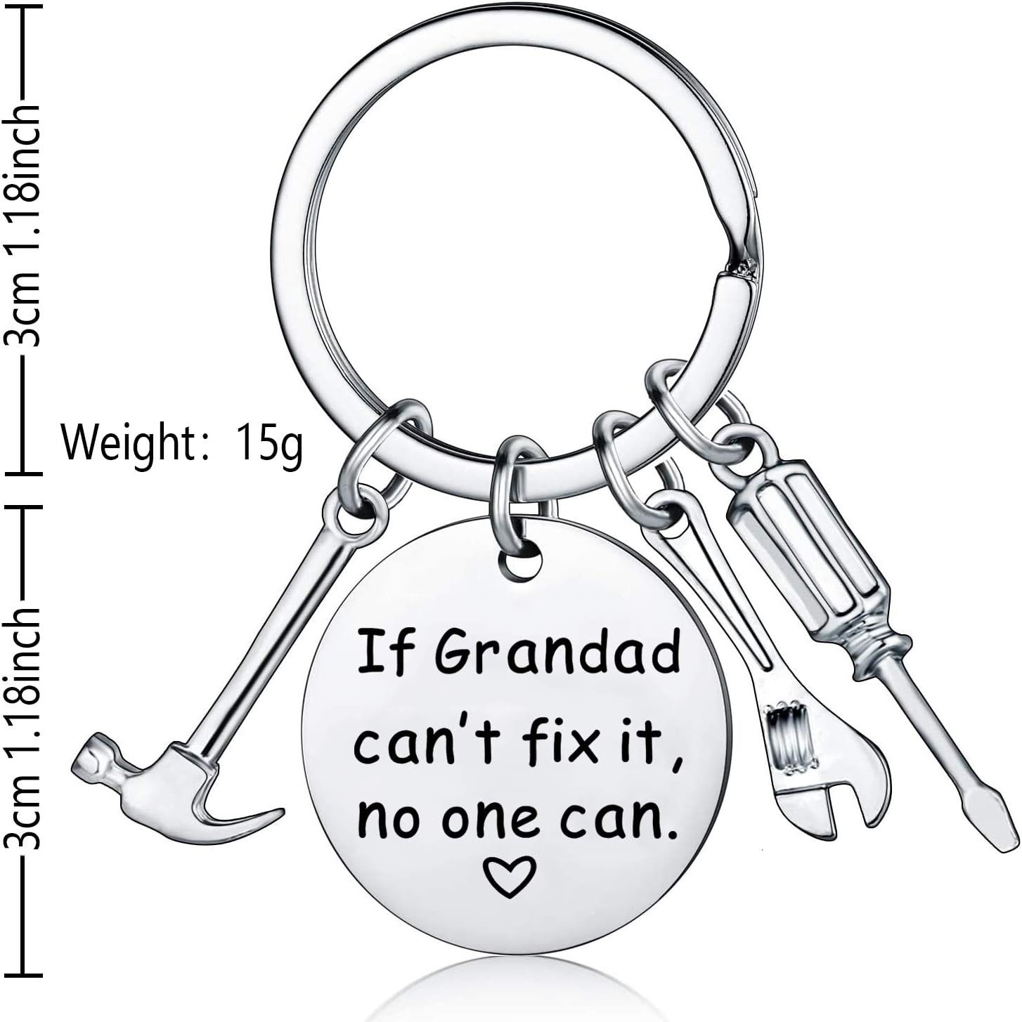 JMIMO Grandad Gifts Grandad Keyring Birthday Christmas Father's Day Gifts for Grandad Grandpa from Grandchildren If Grandad Can't Fix It - Image 5