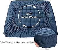Vista 4 de EASELAND Funda de colchón individual, protector de colchón acolchado con parte superior de algodón, colchoncillo protector de 8 a 21 pulgadas
