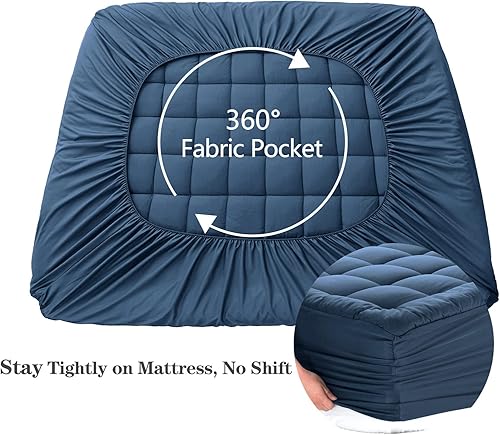 Miniatura 18 de EASELAND - Cubrecolchón de algodón, de 8 a 21 pulgadas de profundidad