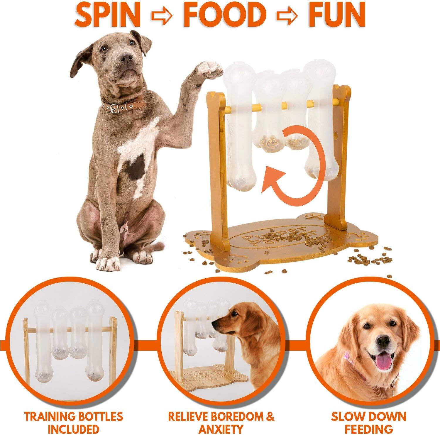 Interactive Dog Food Puzzle Toy - Treat Dispensing Dogs Slow Feeder - Indoor Boredom Stress Relief Smart Dog Game for Smart Training - Refillable Tricky IQ Feeding Game