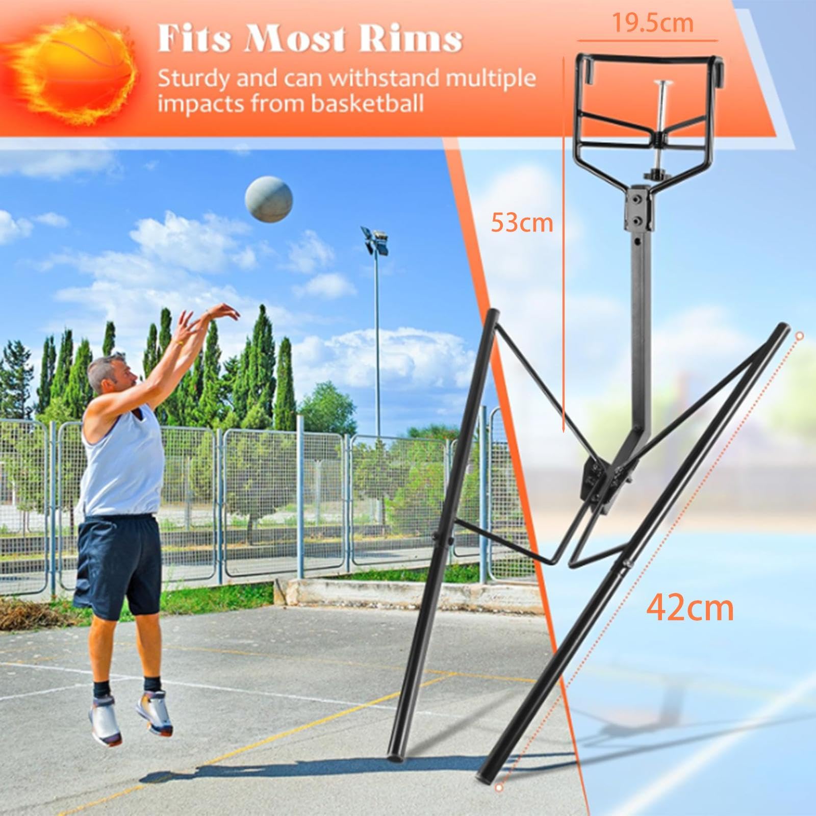 perfk Accessorio per Il Ritorno della Palla da Basket, Accessori per Interni ed Esterni, robusti Supporti per l'allenamento per l'allenamento di