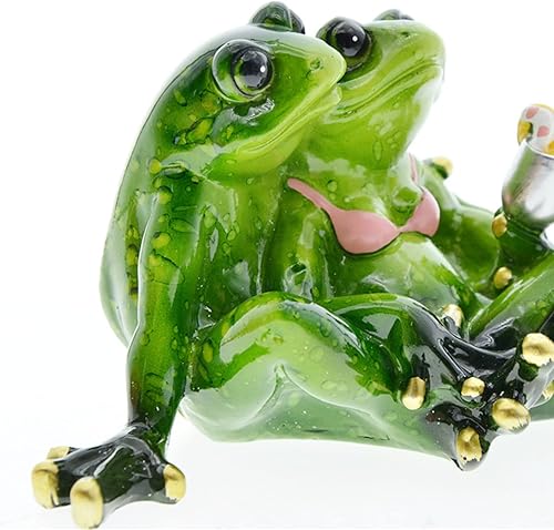 Miniatura 4 de Queemie Estatuas creativas de rana para parejas de playa, adornos de animales de mascota, amantes de tomar el sol, figuras coleccionables,