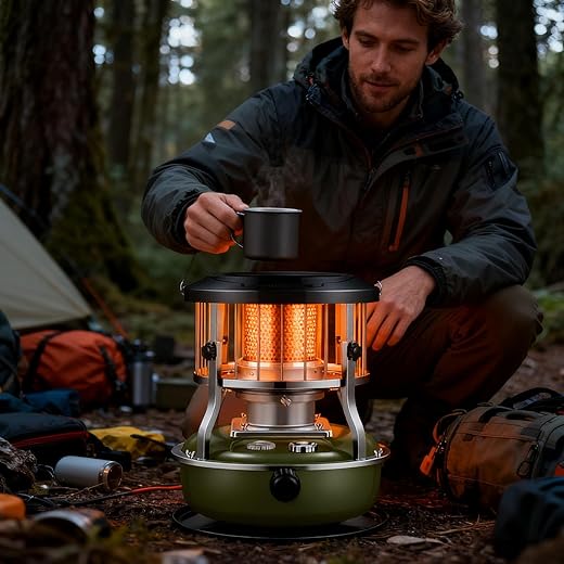 Kerosene Heater Indoor, 9000 BTU Portable Space Heater for Home, Garage, Camping, Cordless Forced Air Heater with Safety Shut-Off (Green)