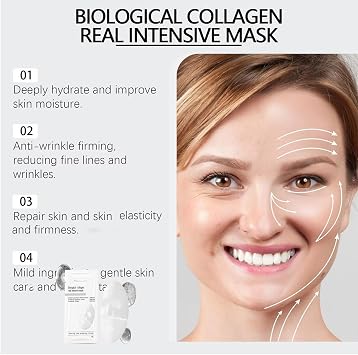 Bio-Collagen Real Deep Face Mask,Skaind Collagen Mask Overnight, Skinskaind C/ollagen M/ask- Hydrating Deep Face M/asks, Hydrating Overnight (1BOX)
