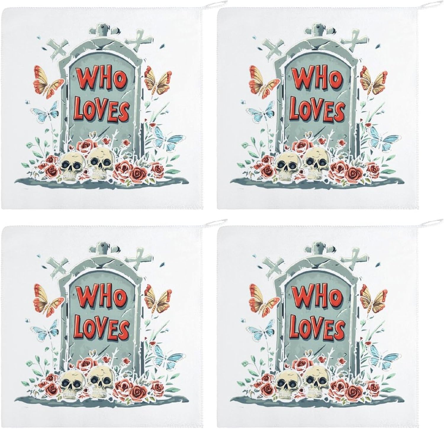 Horror Lover Day of The Dead Towel Hand Towels Decorative Towel for Bathroom Kitchen Shower Gym 4PCS