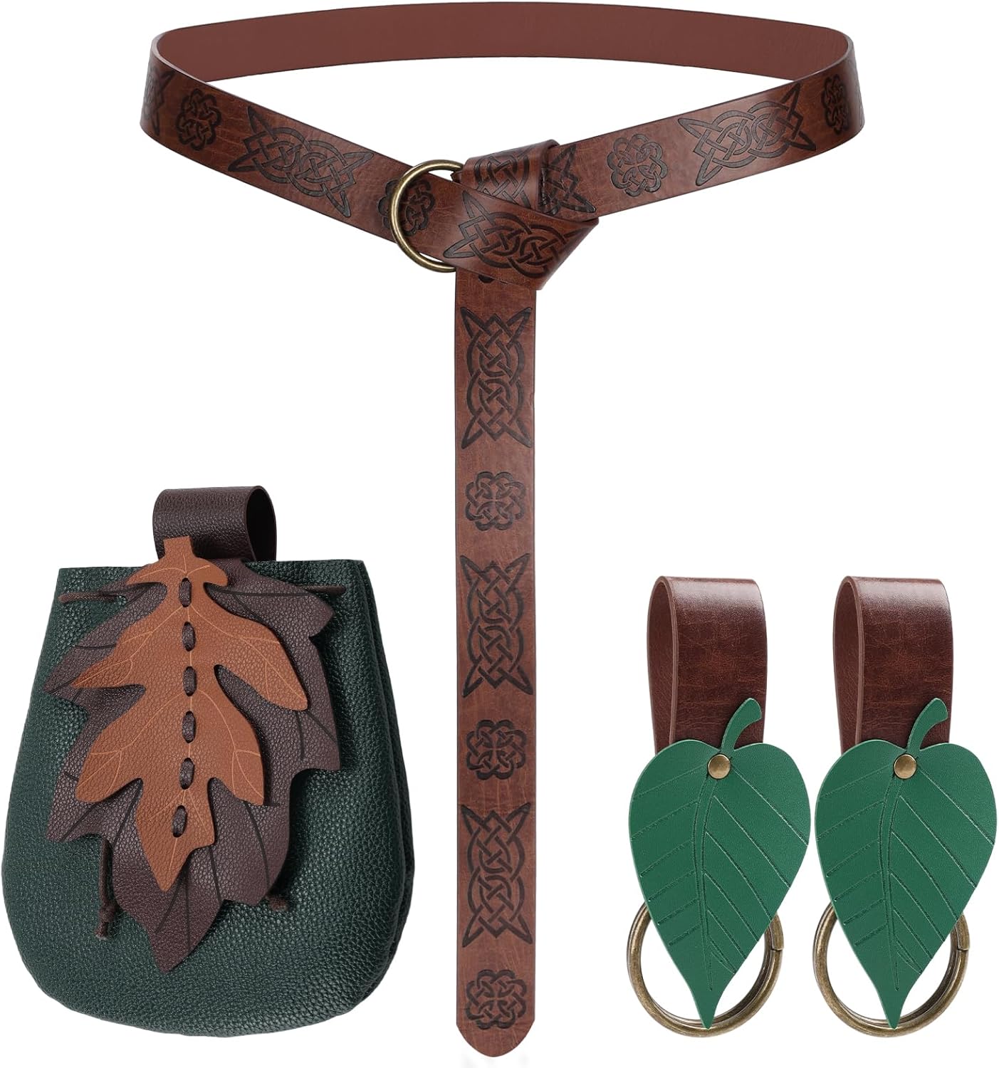 Magibag Women Renaissance Accessories Leather Belt Pouch Medieval Viking Skirt Hikes Renaissance Leaf Cosplay for Halloween