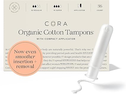Amazon Com Cora Organic Tampons Regular Super Absorbency Variety Pack 100 Cotton Core Unscented With Bpa Free Applicator Leak Protection Easy Application Non Toxic Hypoallergenic 36 Count Health Household