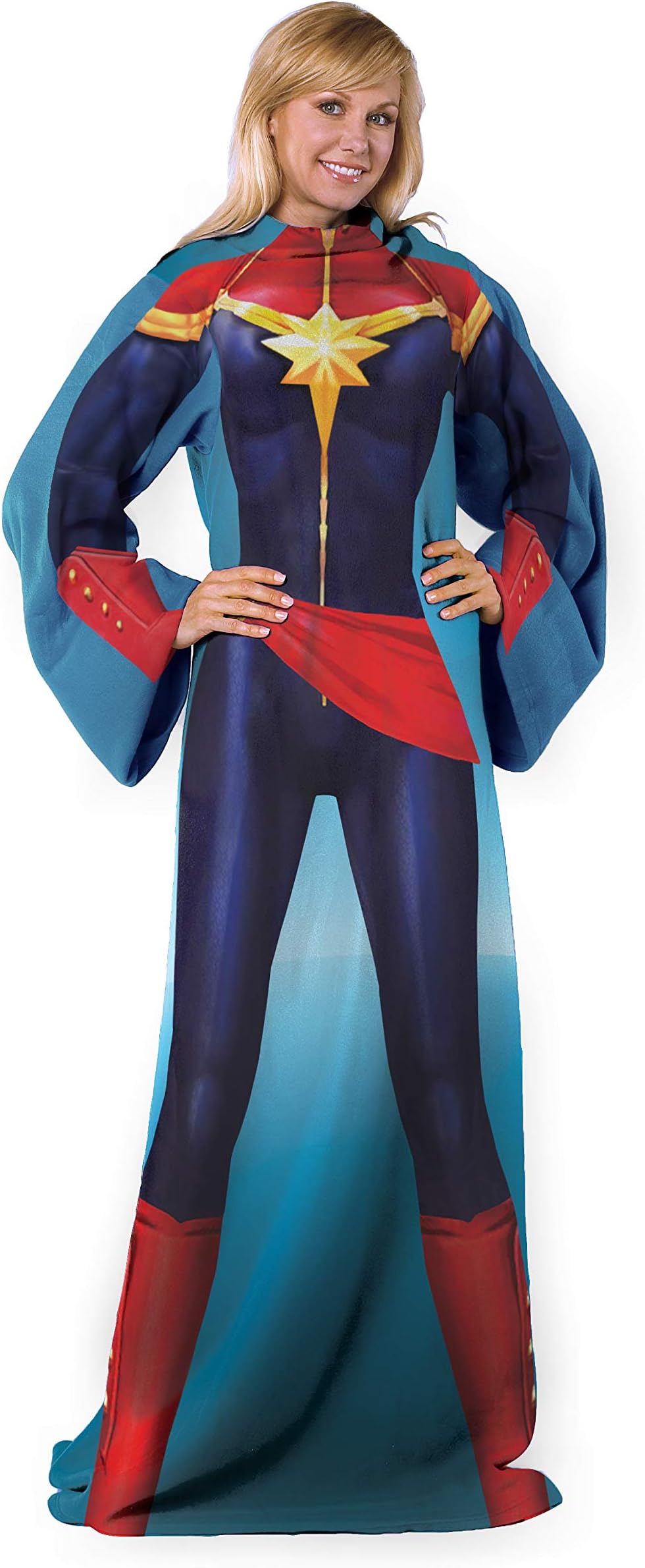 Northwest Marvel Comfy Throw Blanket with Sleeves, Adult-48 x 71 Inches, Mighty Captain