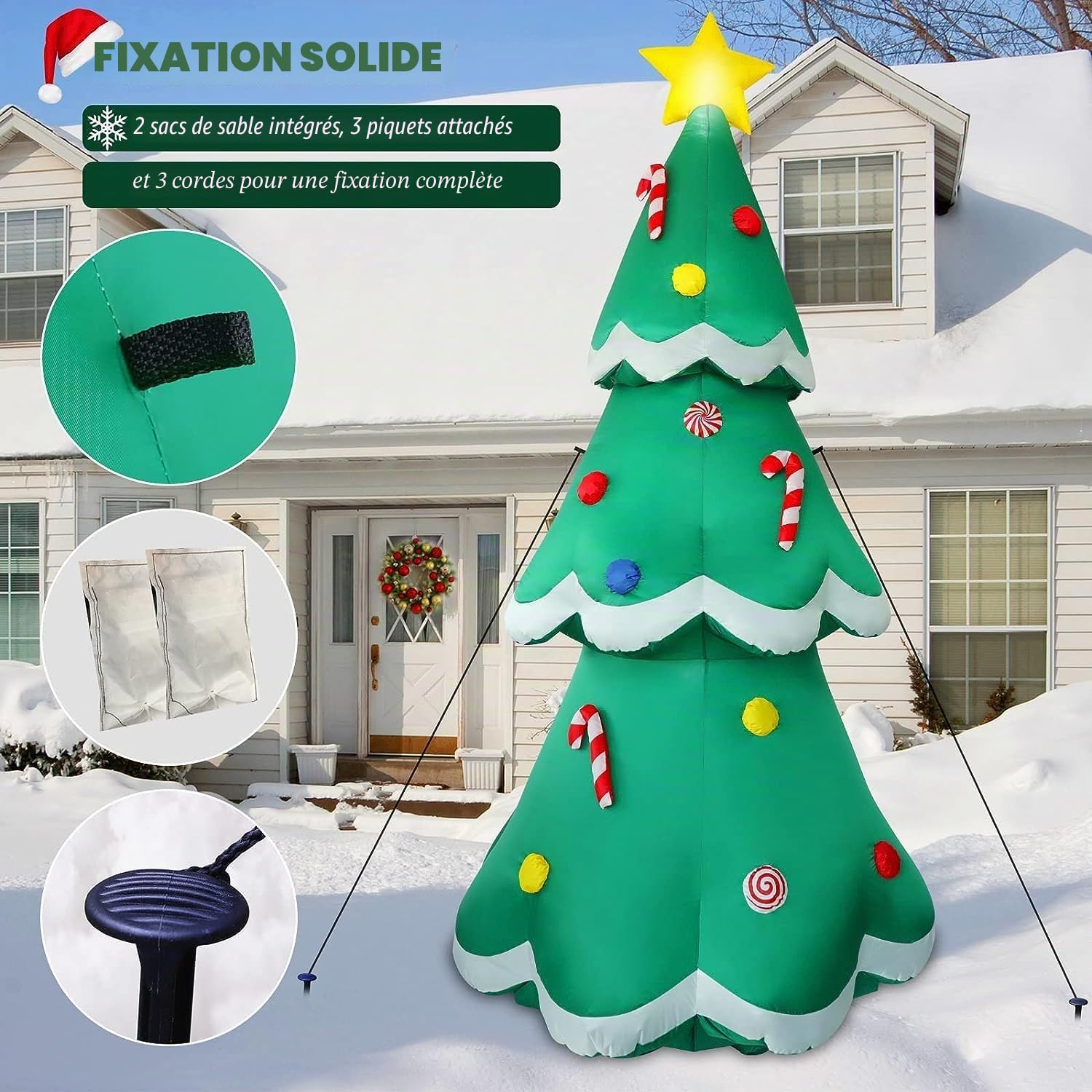 Sapin de Noël Gonflable à LED de 213 cm, pour l'extérieur, étanche IP44, indéchirable, décoration pour l'intérieur et l'extérieur, fête de fête, Surprise d'anniversaire, pelouse, Jardin, Cour.