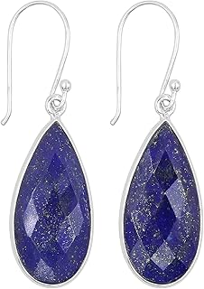Lapis Lazuli Earrings-Solid Silver Earrings-Dangle Drop Earrings-Tear Drop Lapis Lazuli Earrings-12x25 Tear Drop Lapis Lazuli Silver Earring