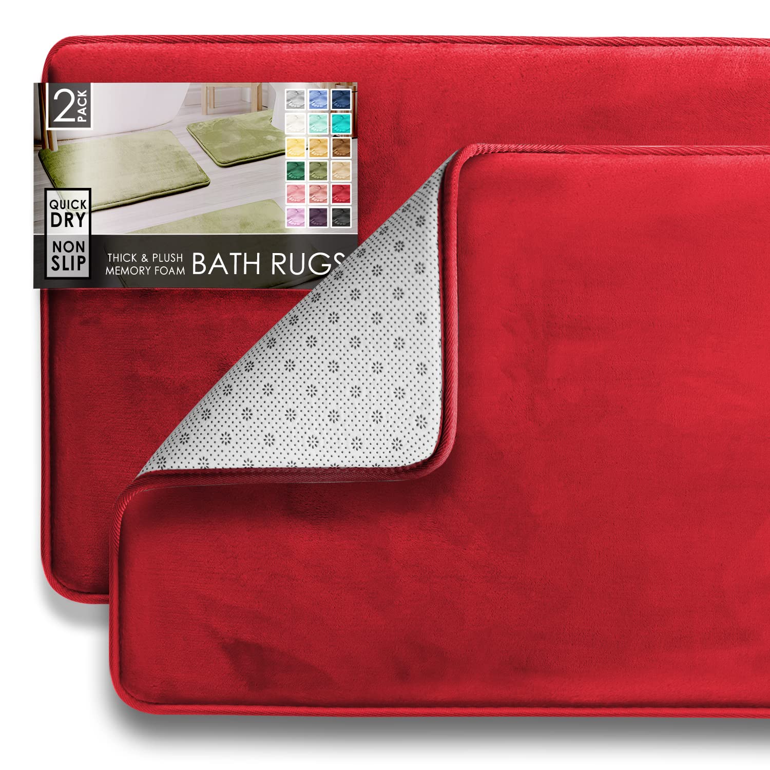 Clara Clark Bathroom Rugs, Velvet Memory Foam Bath Mat, NonSlip