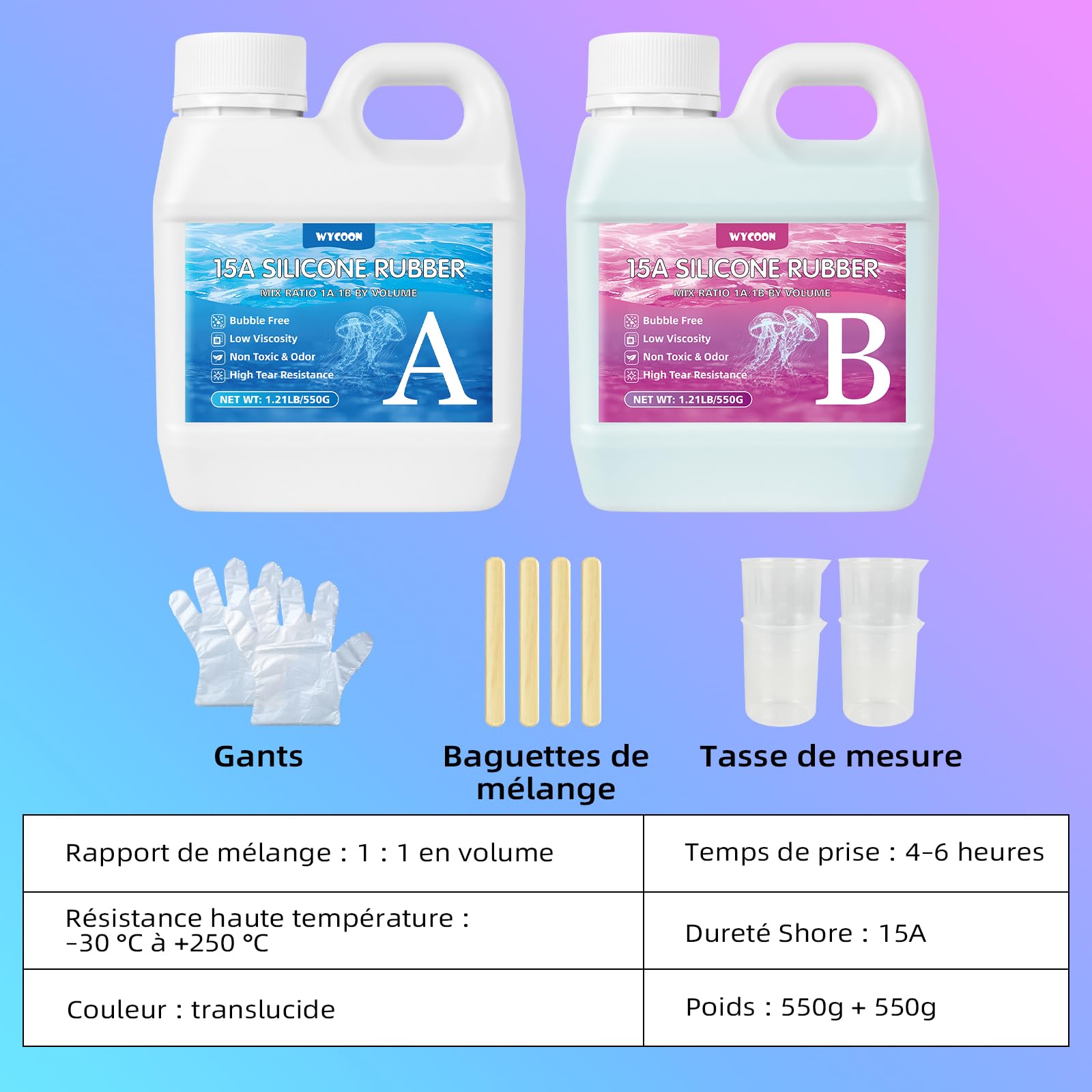 Caoutchouc de Silicone pour Moulage R 15A - Silicone Liquide Platine Alimentaire Non Toxique 1:1, pour Moules Souples Compatible avec Résine, Cire, Plâtre (1.1kg, Vert Jade)