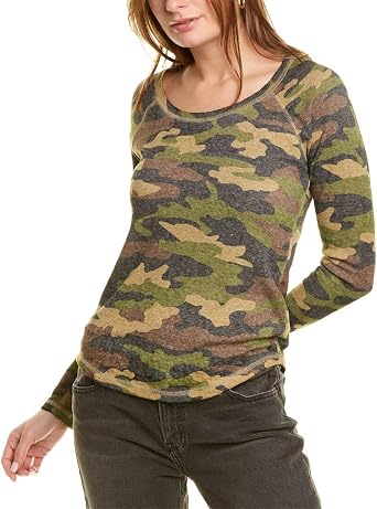 Long Sleeve Scoop Neck Camo Thermal Top 