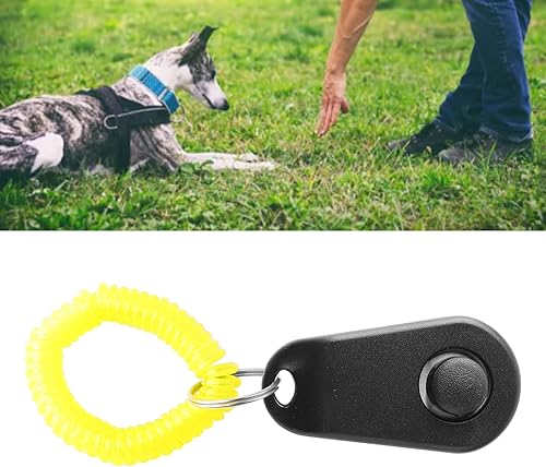 Miniatura 7 de Clicker de entrenamiento para perros, duradero y ligero para entrenamiento de mascotas con anillo para el dedo y correa de muñeca, clicker para