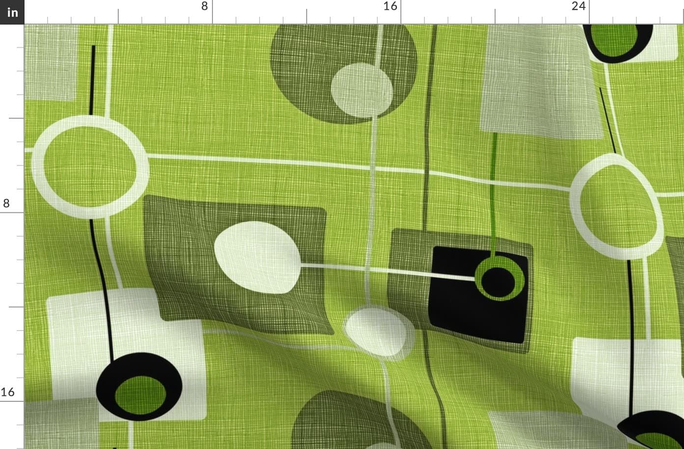 Spoonflower Fabric - Orbs Squares Green Vintage Fifties Atomic Circle Century Modern Retro Printed on Organic Cotton Sateen Fabric by The Yard - Sewing Quilting Apparel Home Decor