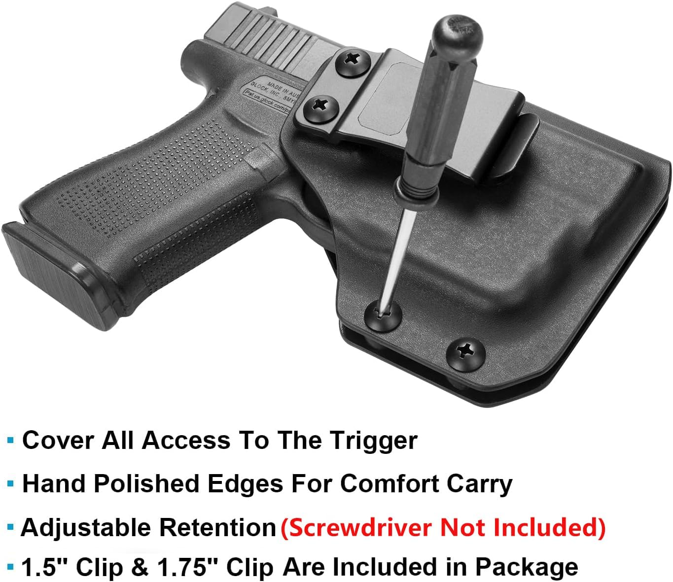 IWB kydex Holster for Glock 43/43X (No-Rail) with TLR-6/HL Light Attached, Optic Cut for Red Dot, Inside Waistband Concealed Carry, Adjustable Cant & Retention - Fits ONLY with Light Attached