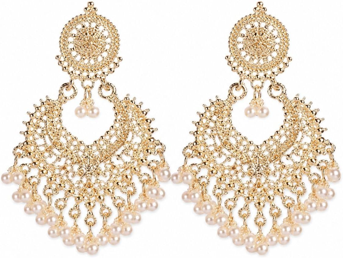 Indian Gold Jewelry Earrings for Women Jhumkas Chandelier Dangle Earring Boll...