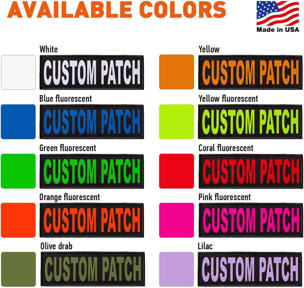 Dogline Custom Lilac Text Patch for Vest Harness Or Collar Customizable Text Personalized Patches with Hook Backing Name Service Dog in Training Emotional Support (2 Patches) - 4" x 11"