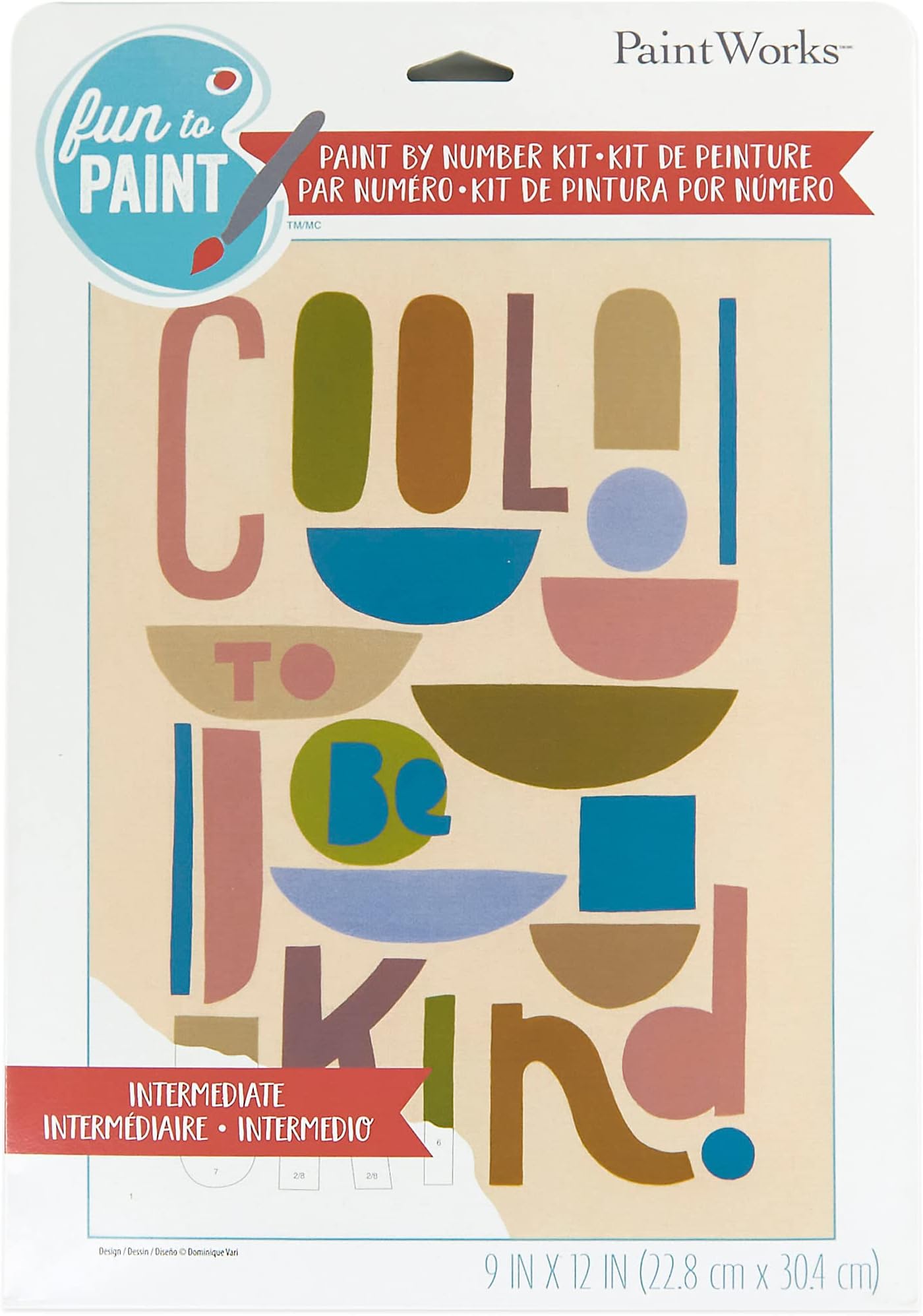 PaintWorks 73-91859 Cool to be Kind Paint by Number Kit for Adults and Kids, 9" x 12", Multicolor, 12pcs