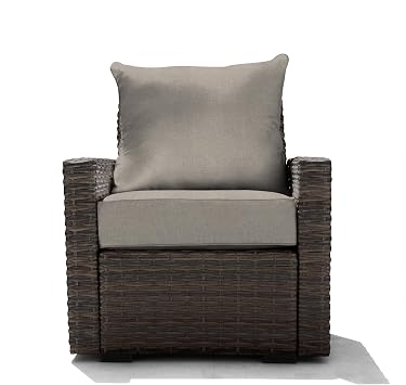 Honeycomb Outdoor Carmel Seat Modular Patio Furniture with Seat Connector and Built-in Storage, Weather Resistant, Espresso Wicker Chair with Soft, Supportive, Heathered Taupe Deep Seat Cushions
