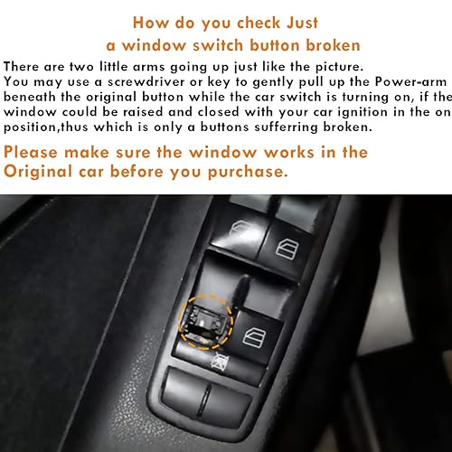 Miniatura 5 de Moonlinks W164 Botón de interruptor de ventana compatible con Mercedes Benz ML GL R Class - Cubiertas de botones de reparación para interruptor de