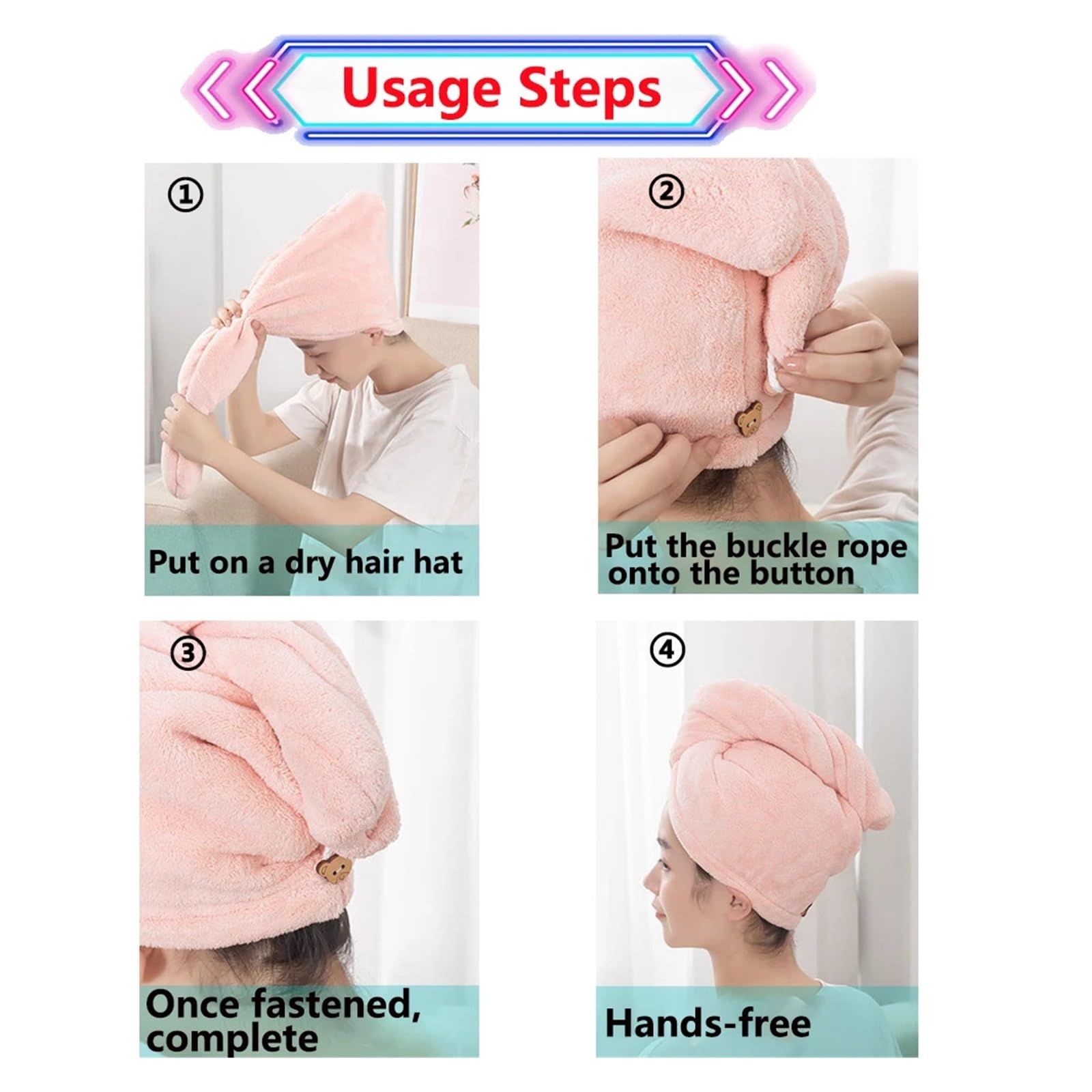 Toalla Pelo 2/4/8/10/20 Piezas Toalla de Secado Cabello for Mujer, Gorro rápido for, Envoltura Microfibra, Herramienta Toalla Ducha Triangular súper absorción(Pink(20Pcs))