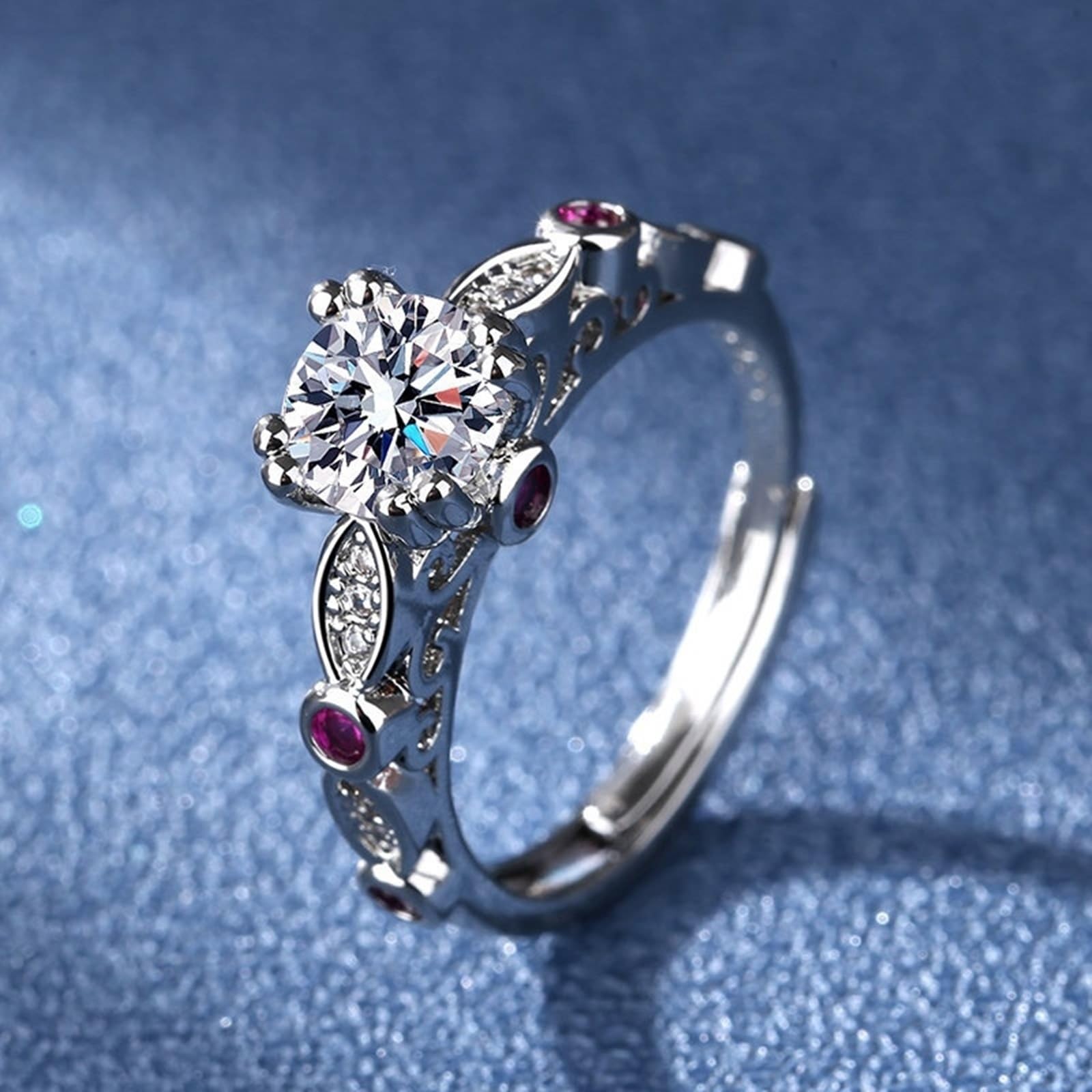 Bague Promise en or blanc 14 carats avec diamant de laboratoire blanc, élégante, pour femme, avec 8 griffes, 1 carat
