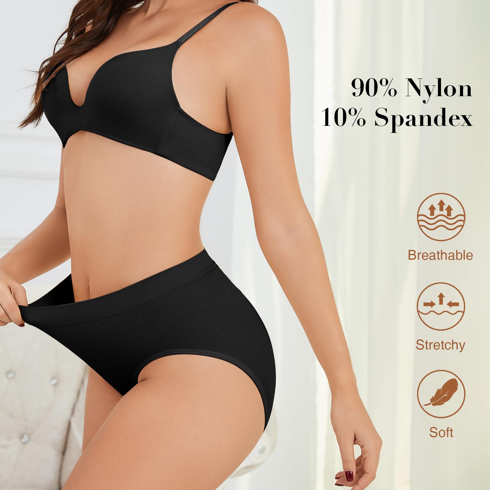 Women Tummy Control Underwear High Waisted Shapewear Seamless Briefs Full Coverage Ladies Panties 4 Pack S-XXXL