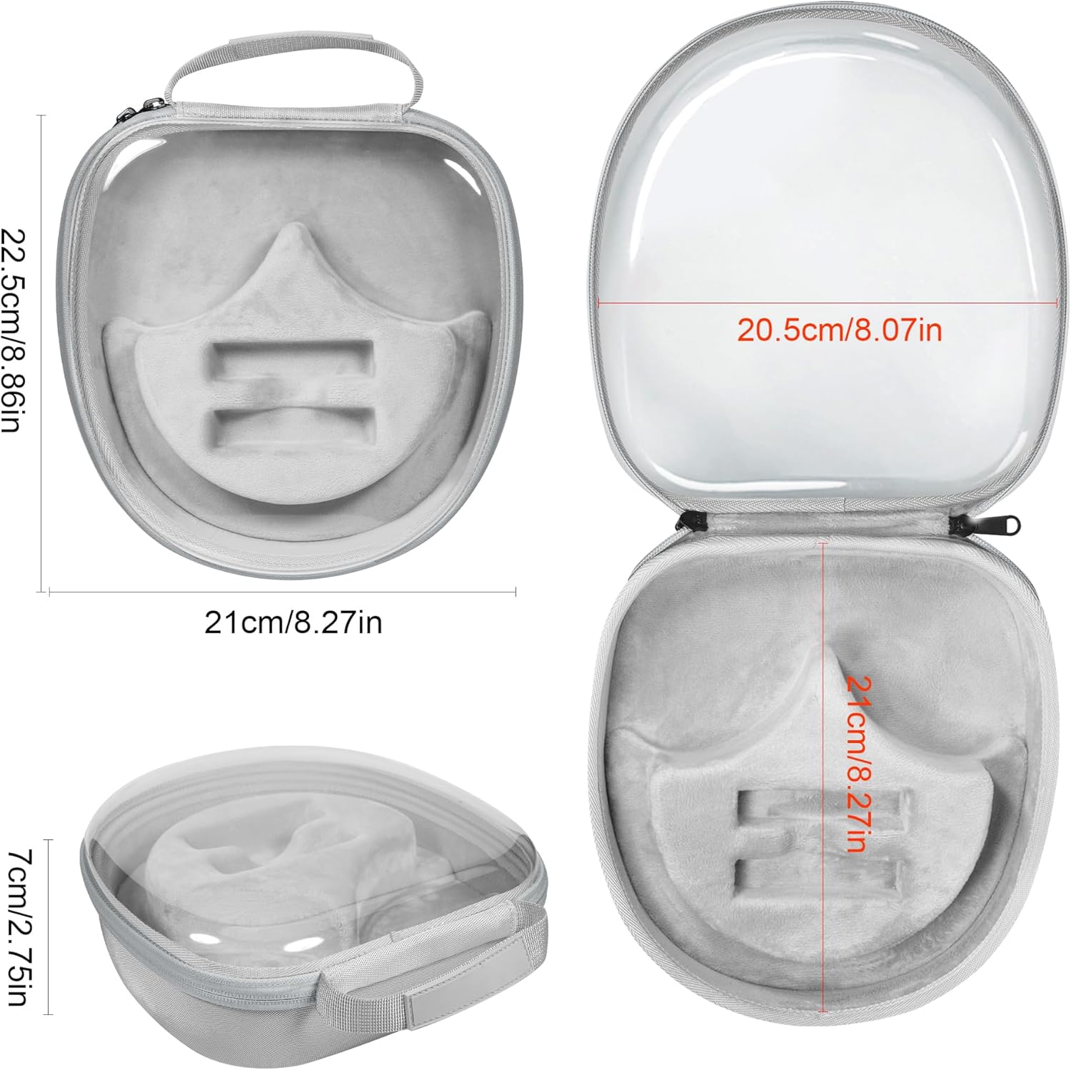 Hard Organizer Portable Carry Travel Case for Bose QC25/QC35/QC45/NC700/Sony/JBL Headphones – Shockproof, Waterproof, Durable Protection, Grey - Small (Transparent) - Image 4