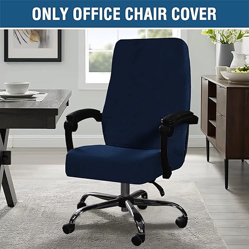 Miniatura 2 de H.VERSAILTEX Fundas de terciopelo para sillas de oficina en casa, fundas elásticas para sillas de escritorio de computadora, respaldo medio y alto,