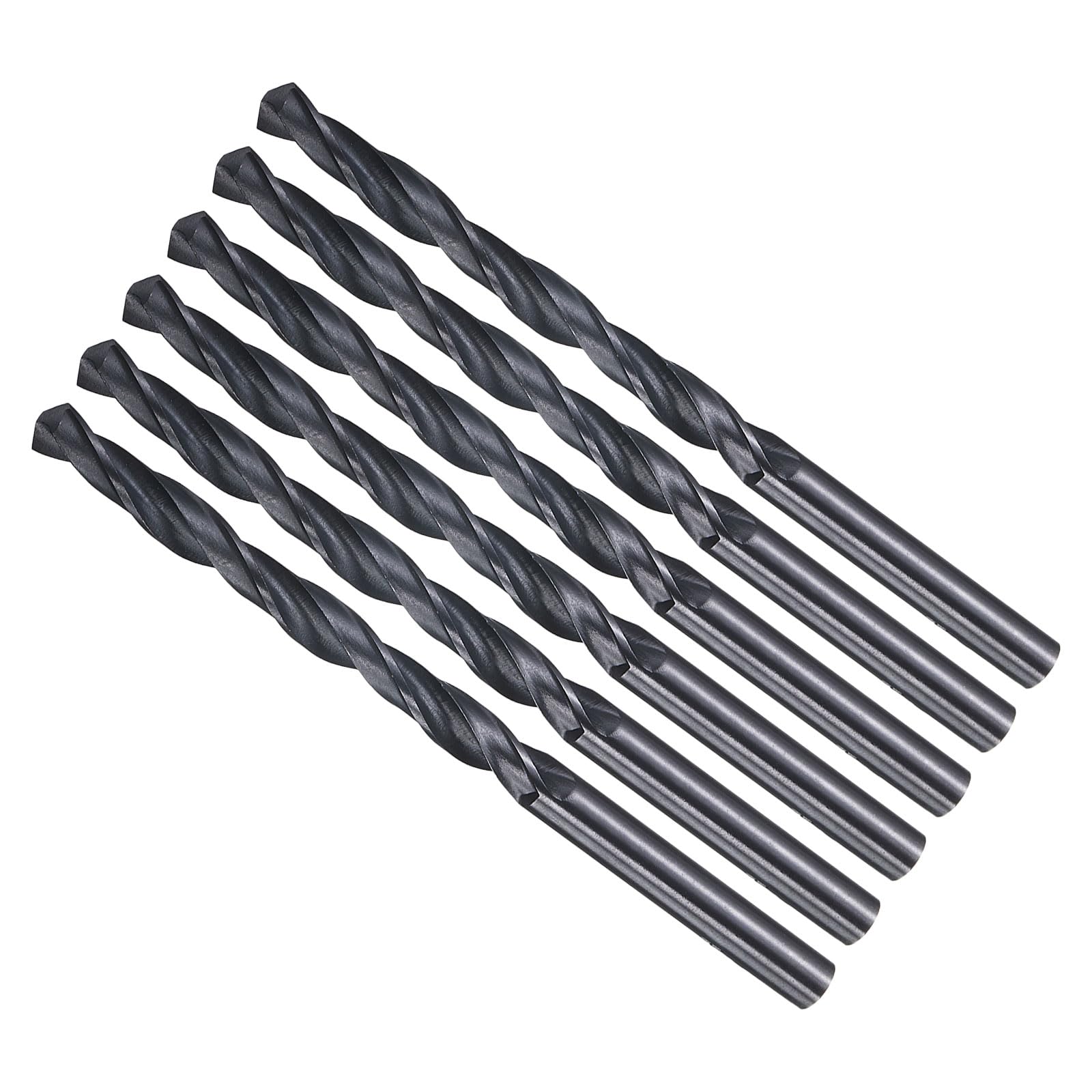 METALLIXITY 5.2mm Drill Bit (13/64") 6Pcs, 4241 High-Speed Steel Straight Shank Nitriding Black 118° for Wood Plastic Iron Copper Aluminum Low Soft Metal — image 1