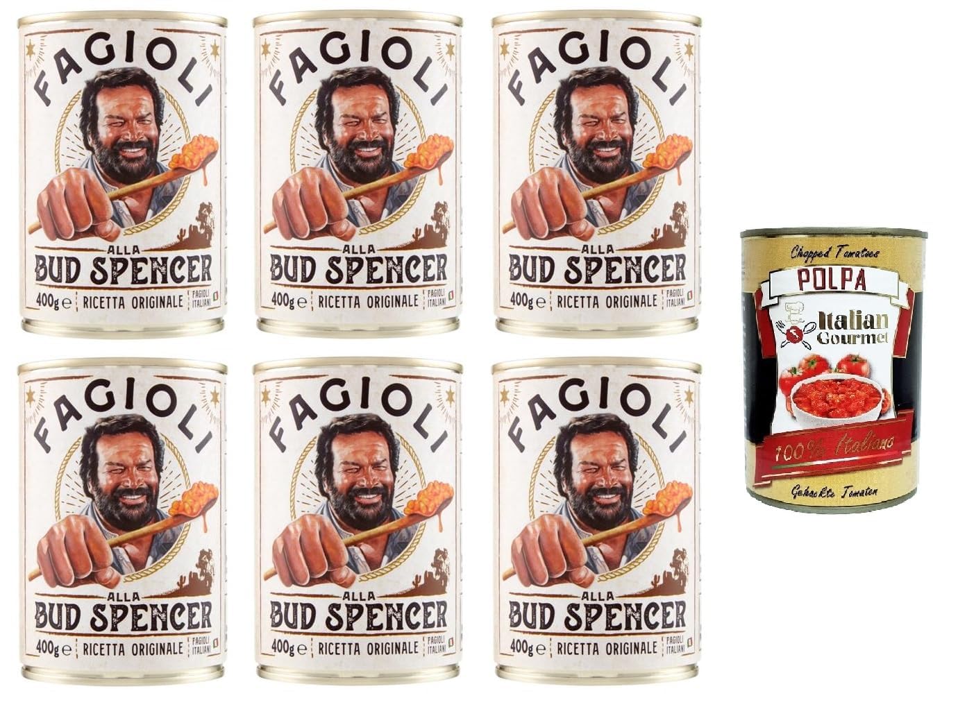 Bud Power - Bud-Spencer-Bohnen fermentado para probar 6 x 400 gr + Italian Gourmet polpa 400g