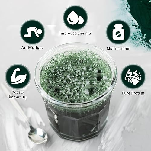 Miniatura 2 de Espirulina en polvo orgánica, 32 onzas, certificado USDA, 100% puro y natural, sin OMG, sin gluten, desintoxicante y potenciador de energía, rico en