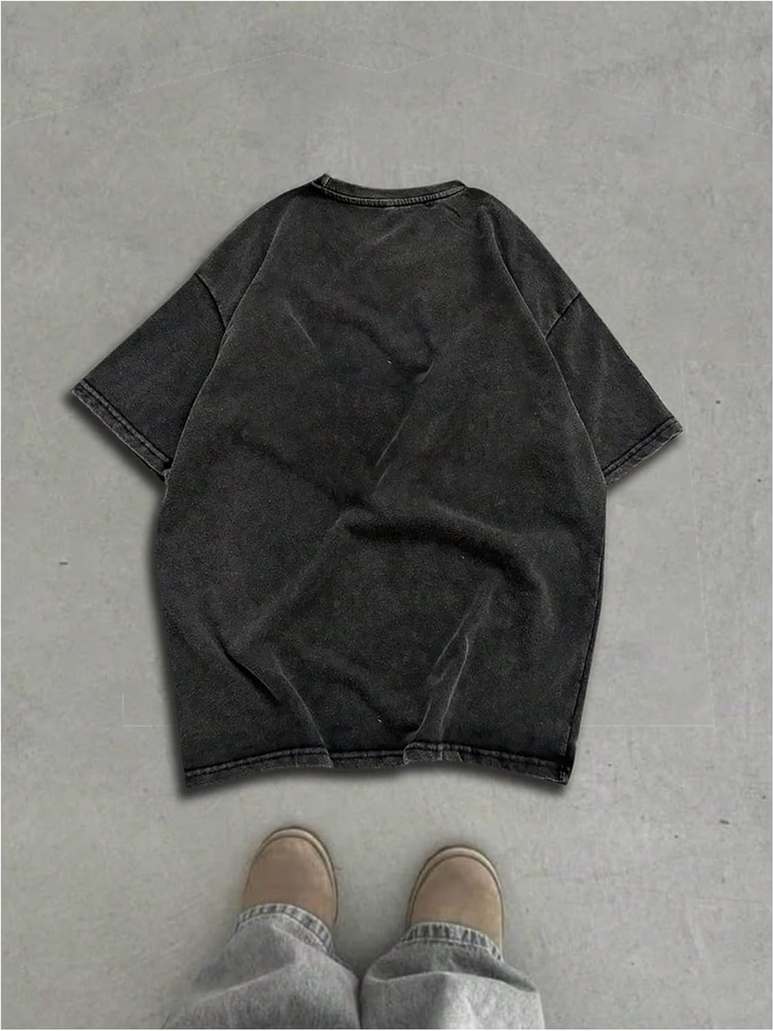 QJQ Men's Graphic Tees Short Sleeve Crewneck T Shirts Cyberpunk Vintage Cool Acid Wash Shirts Y2K Tops Streetwear Black - Image 3