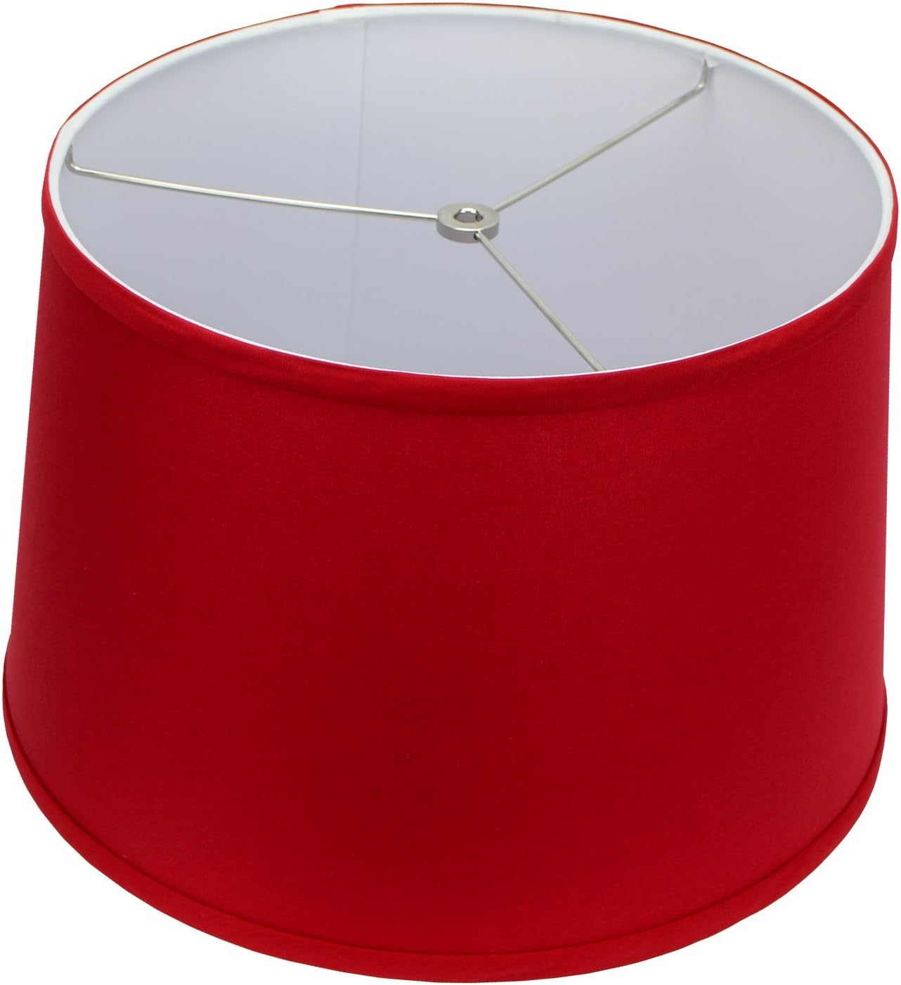 FenchelShades.com 13" Top Diameter x 15" Bottom Diameter x 10" Height Fabric Drum Lampshade Spider Attachment (Linen Rich Red)